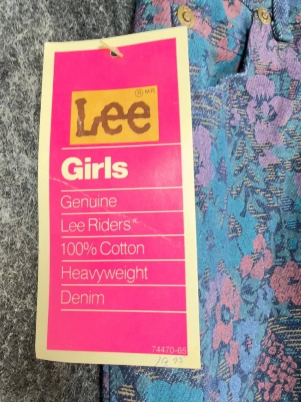 Lee Riders Floral Jeans Girls 12 Slim Blue Pink Cotton Vintage NWT 90s